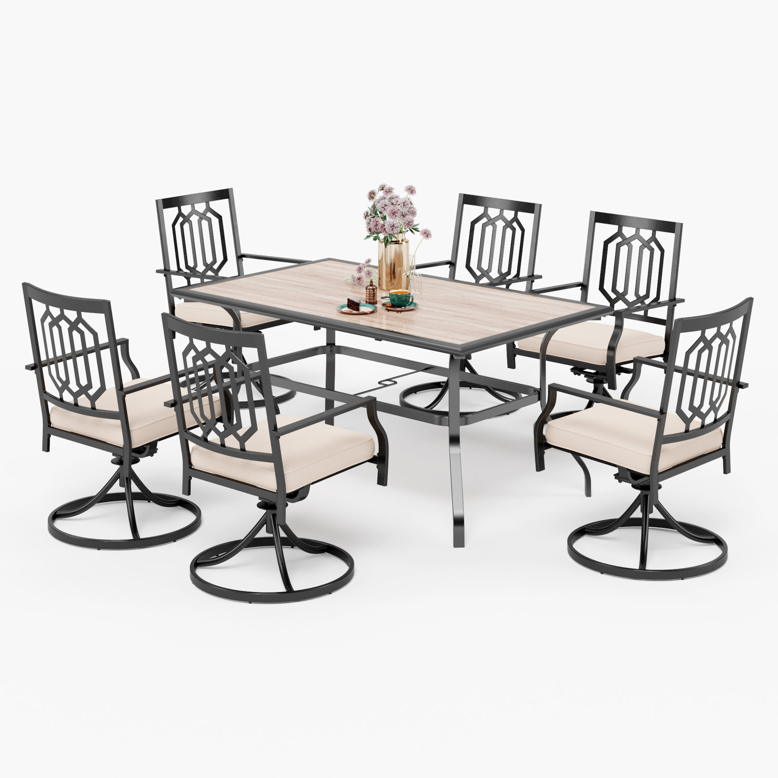 Lark Manor Milnor Rectangular 6 - Person Outdoor Dining Set with Cushions & Reviews